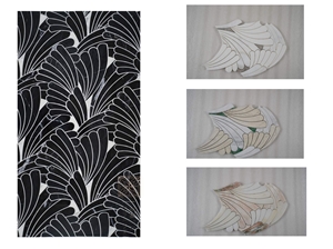 Waterjet Mosaic Botanical Pattern Palm Leaves