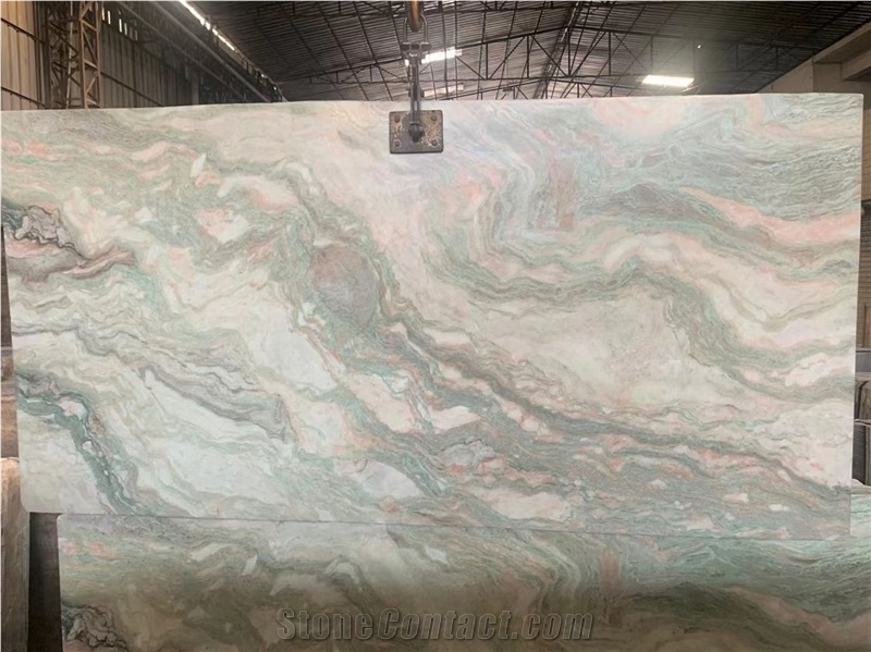 India Green Sea Waves Marble Slab
