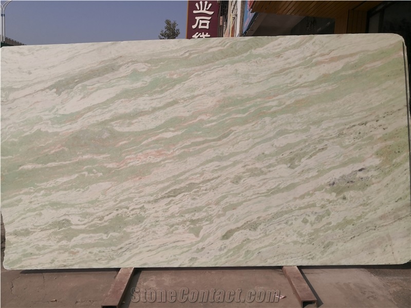 India Green Sea Waves Marble Slab