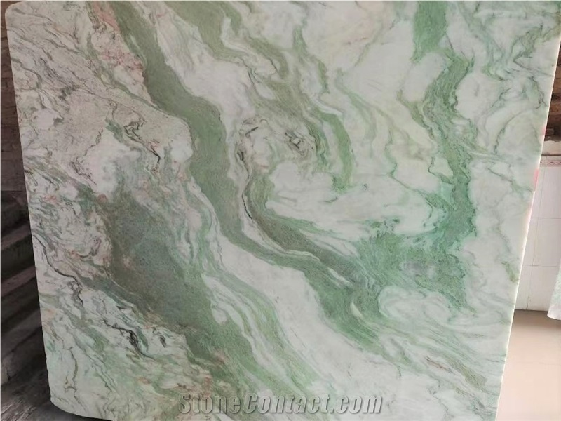 India Misty White Green Onyx Slab