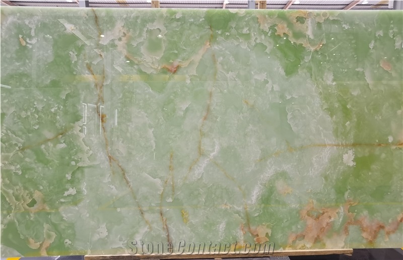 Polished Pakistan Jade Green Onyx Slab