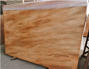 Polished Red Sunset Marble Slab