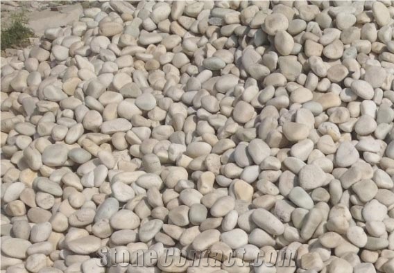 River Washed White Pebbles And Multicolor Pebbles
