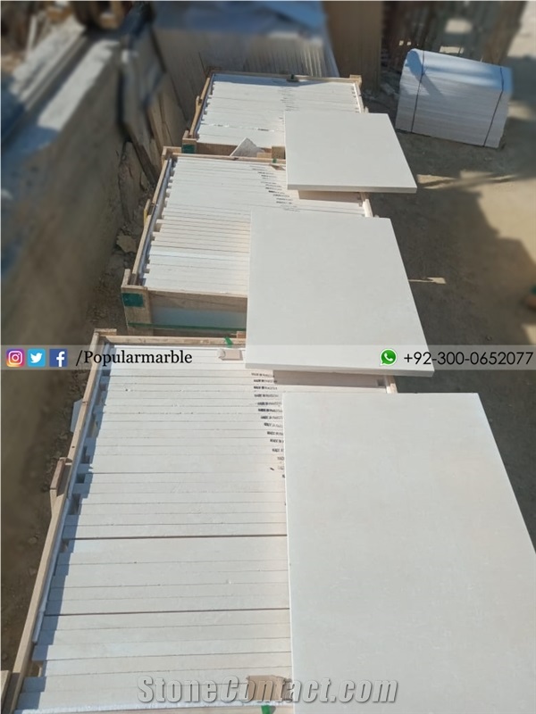 White Limestone Tiles For Building Wall Cladding - Honed