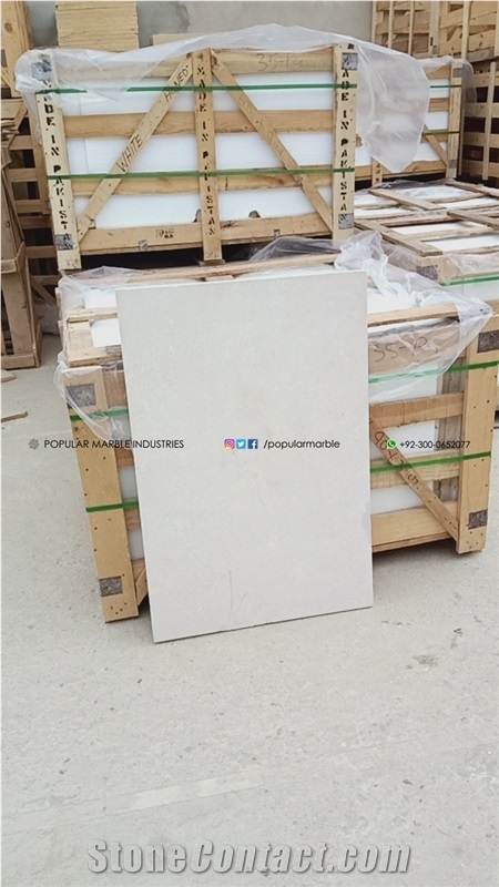 White Limestone Tiles For Building Wall Cladding - Honed