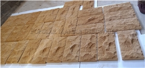 Yellow Sandstone Mashroom , Split-Face Wall Cladding Stone