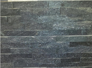 Black Sparkle Cultured Slate Wall Ledge Panels, Stacked Stone Veneer