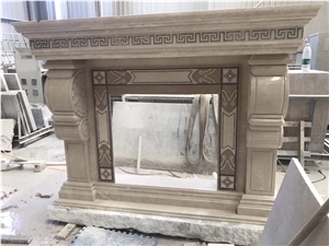 Stone Fireplace With Carvings