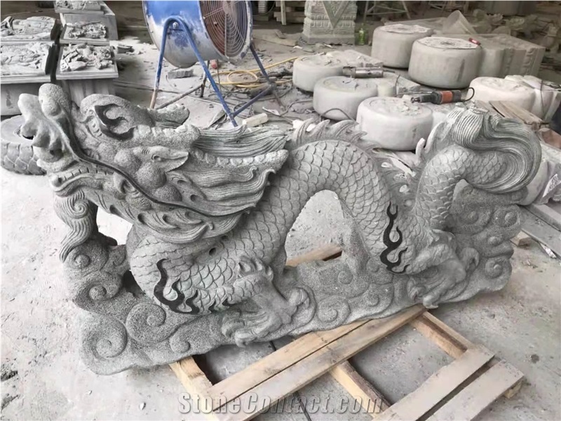 Granite Carved Garden Dragon Sculpture Garden Animal   