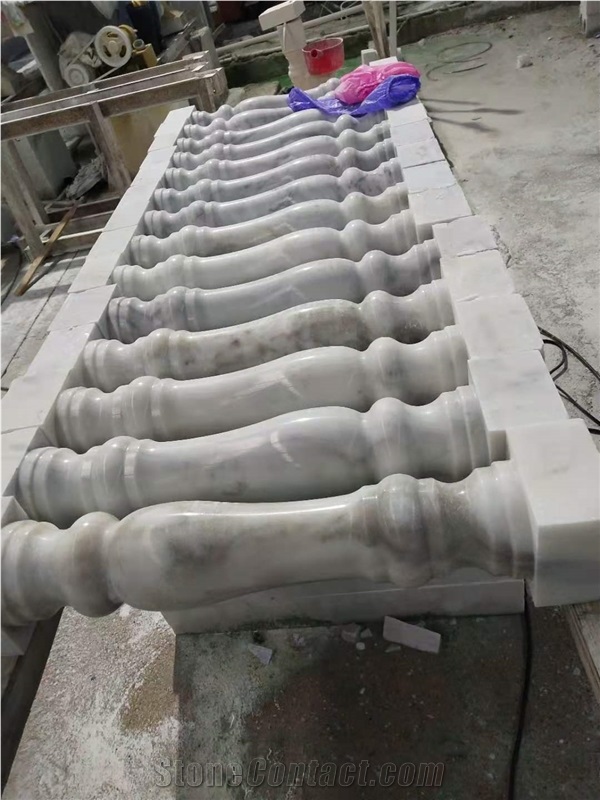 Guangxi White Marble Round Balcony Railing Staircase Rails