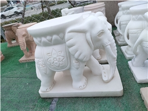 Pure White Marble Garden Carved Chair Outdoor Bench