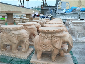 Red Marble Animal Carved Garden Chair Table Set