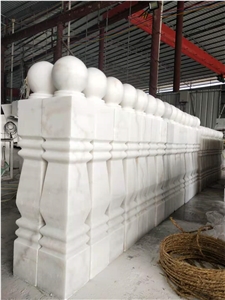 White Marble Stone Polished Railing Balustades Stair