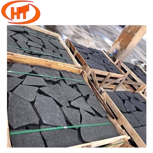 Flamed Crazy/Tumbled Black Basalt Stepping Stone