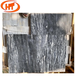 Polished Black Tiger Veins Marble Tile Pool Paver