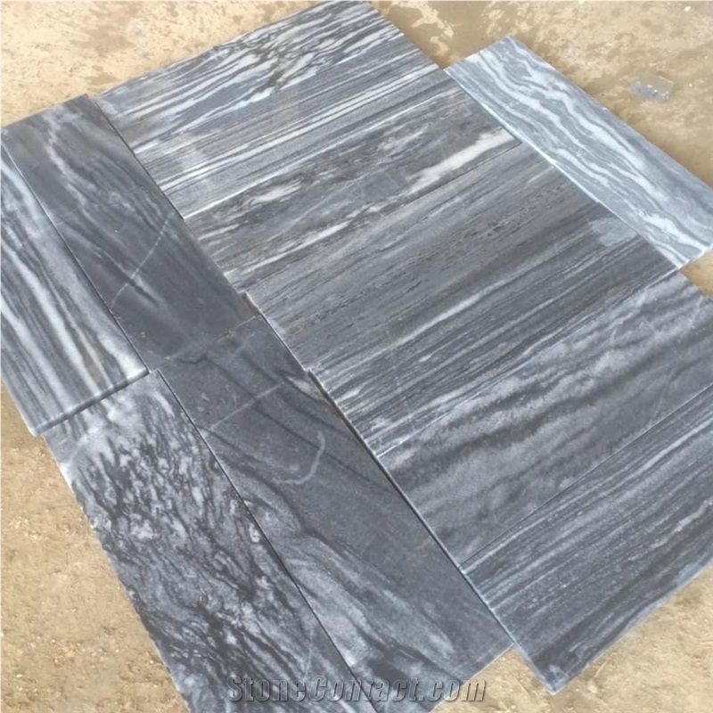 Polished Black Tiger Veins Marble Tile Pool Paver