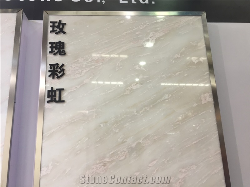 China Rose Rainbow Marble Slab Tiles Price 