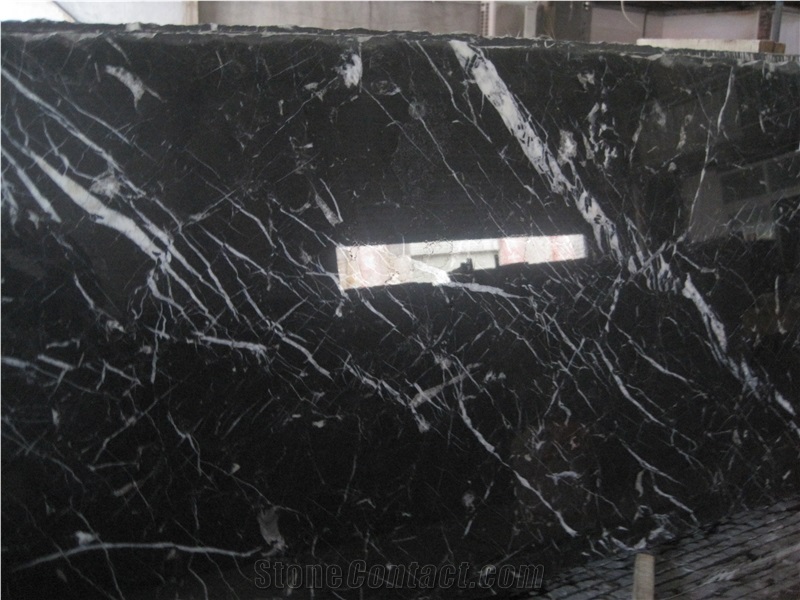 Honed China Marquina Marble Tiles Slabs For Bathroom