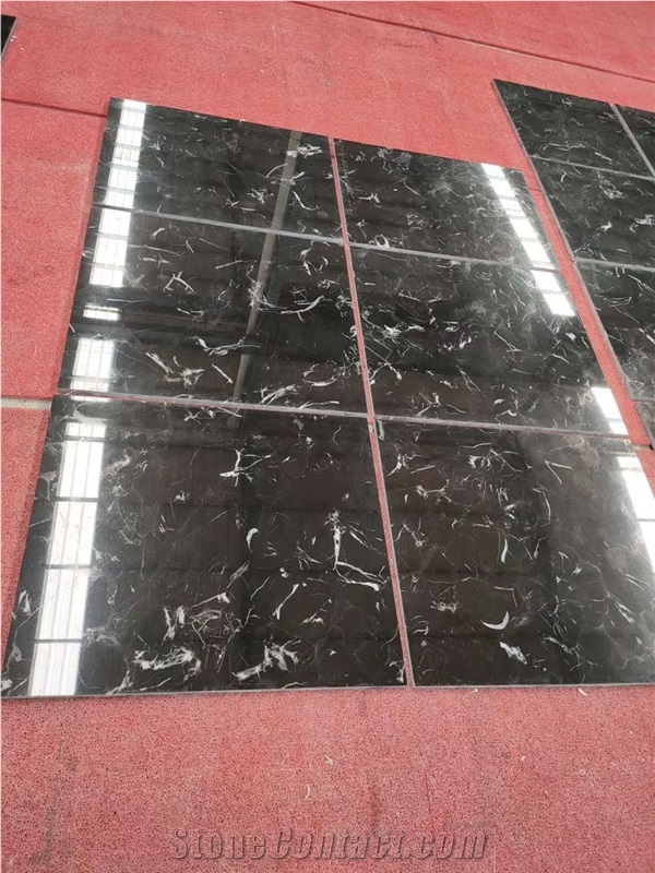 Tumbled China Markina Black Ice Marble Tiles For Bathroom 