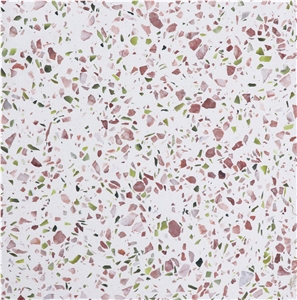 Cheap Cherry Blossoms White Terrazzo Kitchen Floor Tile
