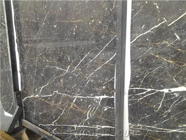 Black And Gold Marble Slabs  Iran Golden Black Marble