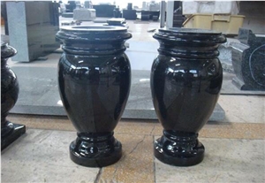 Black Granite Flower Vases For Funeral Accessories