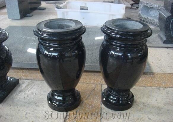 Black Granite Flower Vases For Funeral Accessories
