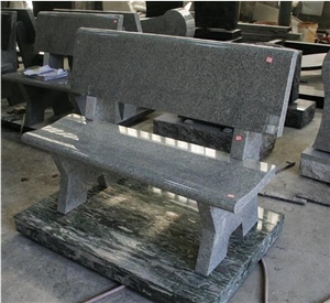 G633 Light Gray Granite Monument & Tombstone Cemetery Bench