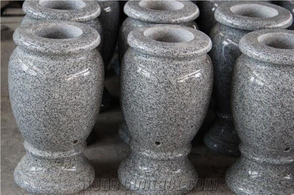 Light Grey G633 Polished Turned Monumental Vases