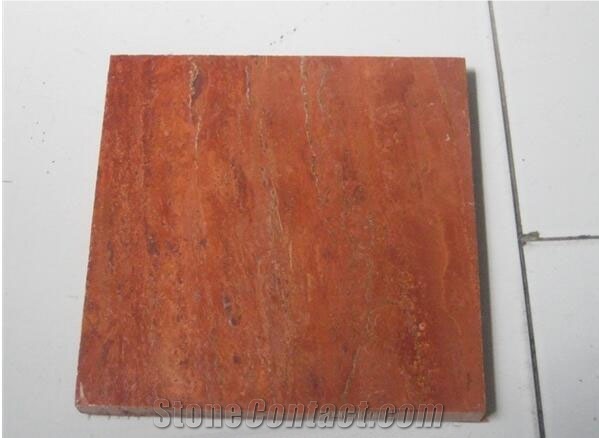 Red Travertine Tile & Slabs, Polished Travertine Floor Tiles