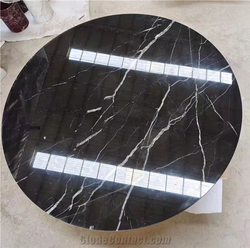 Round Black Marble Table Top