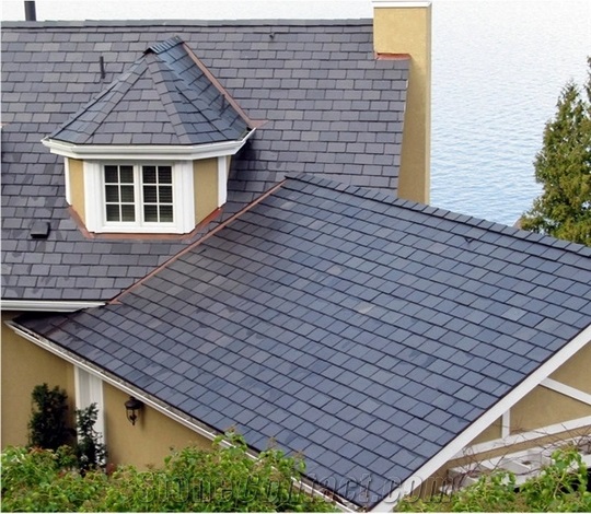 Stone Roof Covering Tiles, Black Slate Roof Coating Tiles