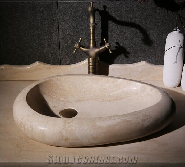 Bathroom Granite Stone Round Sink Shanxi Black Wash Basin