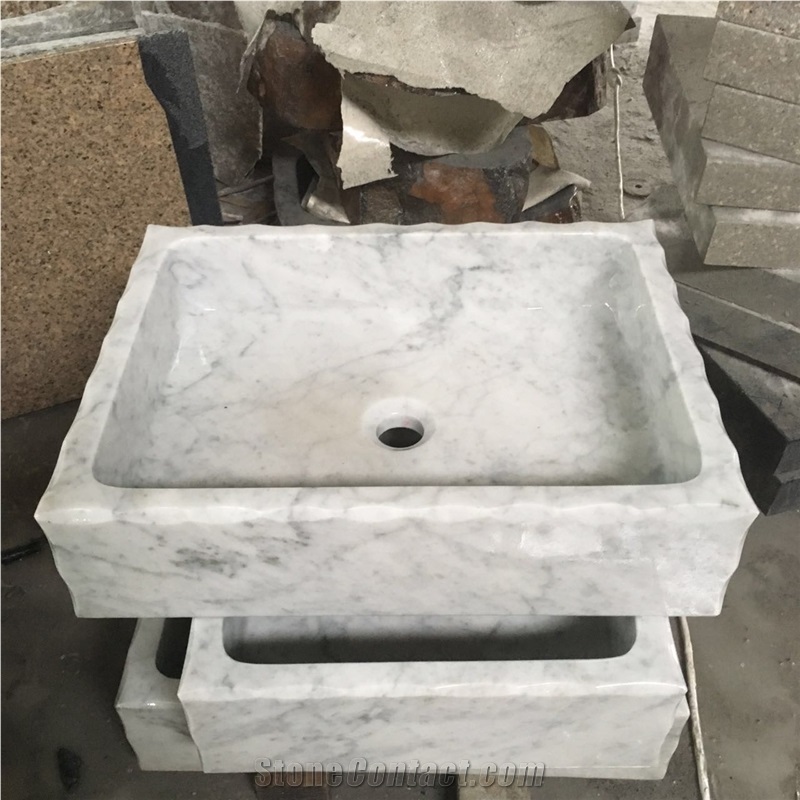 Custom Designed Marble Bathroom Sink Carrara Wash Basin Sink