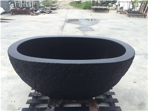 Designed Black Basalt Classic Bathtub Stone Oval Bath Tubs