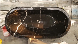 Designed Marble Hotel Oval Bathtub Marquina Classic Bath Tub