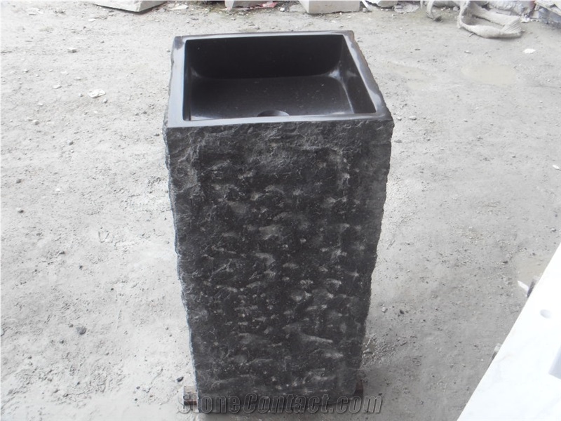 Granite Bathroom Square Sink Mongolia Black Pedestal Basin