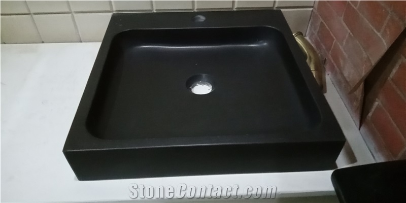 Granite Bathroom Vessel Sink Absolute Black Wash Basin