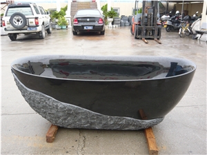 Granite Classic Oval Bathtub Shanxi Black Pedestal Bath Tubs