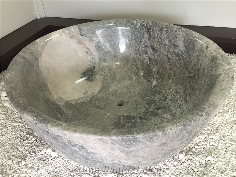 Grey Marble Oval Freestanding Bathtub Rose Grey Bath Tubs 