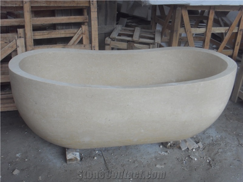 Interior Marble Stone Bathtub Crema Marfil Vessel Bath Tubs