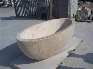 Limestone Classic Bath Tubs Yellow Limestone Oval Bathtub