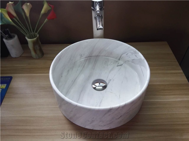 Marble Bathroom Round Wash Basin Volakas Round Sink