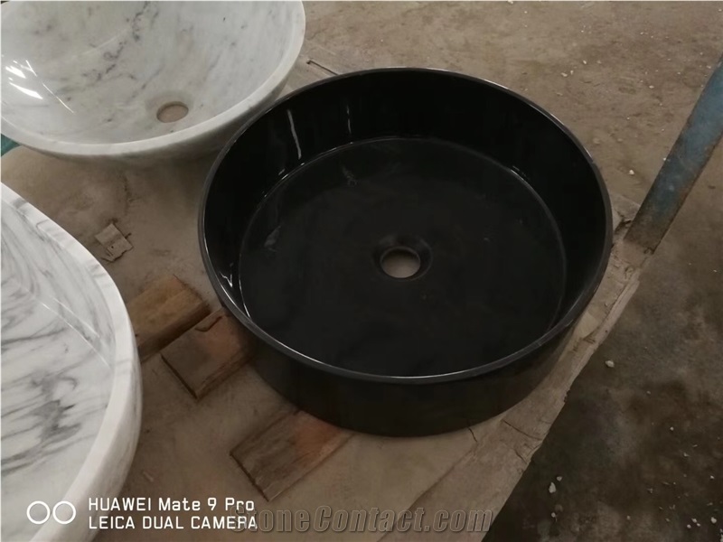 Marble Bathroom Vessel Sink Carrara Farm Oval Wash Basin