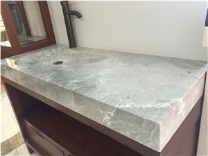 Marble Bathroom Vessel Sink Silver Grey Farm Wash Basin