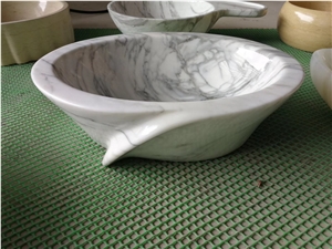 Marble Bathroom Wash Basin Designed Arabescato Round Sink