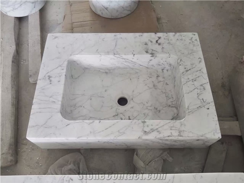 Marble Bathroom Wash Basin Statuario Recatangle Vessel Sink