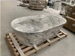 Marble Designed Classic Bathtub Arabescato Oval Bath Tubs
