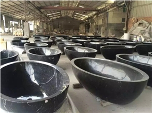 Marble Designed Classic Bathtub Black Marquina Oval Bath Tub