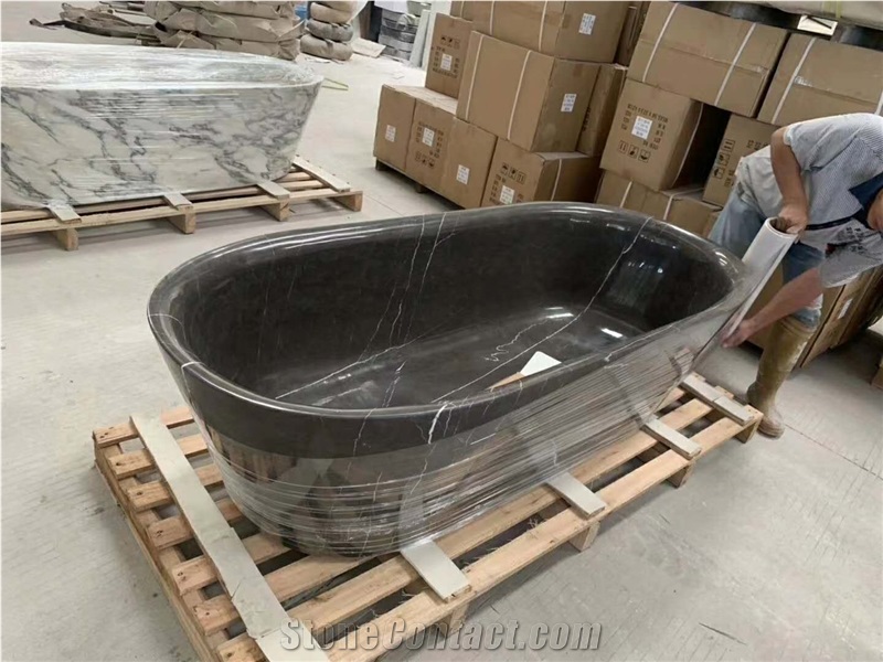 Marble Designed Oval Bathtub China Carrara Pedestal Bath Tub